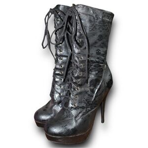 🖤 Iron Fist Lacey Days Mid Calf Lace Up Boots